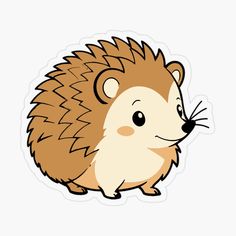 a brown and white hedgehog sticker on a white background with the words, i love