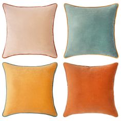 PRICES MAY VARY. 100% Velvet SET OF 4: Includes 1 beige velvet pillow + 1 teal velvet pillow + 1 yellow velvet pillow + 1 orange velvet pillow COVERS ONLY: 14 x 14 inches (approx. 35 cm). Pillow inserts NOT included SIGNATURE PILLOWS: If you love color, don’t settle for just one. These color block style pillows are sure to become one of your favorite items in your home! PREMIUM QUALITY: Soft to the touch and comfortable to lay on. Strong chain stitches and color coordinated hidden zipper with wi Velvet Set, Orange Velvet, Garden Pillows, Block Style, Velvet Throw, Velvet Color, Velvet Pillow Covers, Velvet Throw Pillows, Fall Decorations