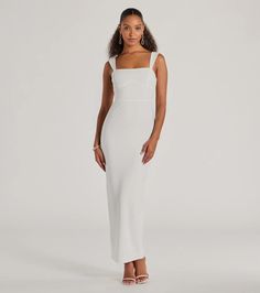 Monae Sleeveless Slim Long Crepe Formal Dress Simple Long White Dress, Sleeveless Dresses Formal, Formal Dress White, Long White Dresses, Orange Homecoming Dresses, Purple Homecoming Dress, Dress Satin Bridesmaid, Backless Dress Short, Recruitment Outfits