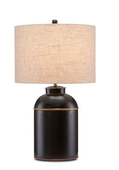 Currey and Company - 6000-0703 - One Light Table Lamp - Black/Gold Black Table Lamp, London Family, Table Top Lamps, Gold Table Lamp, Tea Canisters, Gold Table, Black Table Lamps, Black Table, Portable Light