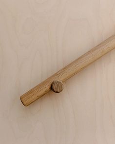 a wooden handle with a shell on it