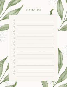 a blank paper with green leaves on it