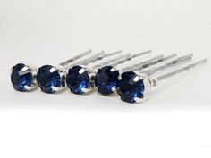 Navy Blue Rhinestone Hair Pins Set of 5 Blue Wedding Hair Accessories, Formal Hairdos, Blue Wedding Hair, Navy Hair, Rhinestone Hair Pin, Crystal Hair Pins, Rhinestone Hair, Blue Bridal, Dress Hairstyles