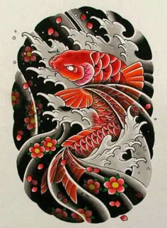 Japanese Tattoos For Men, Japanese Flower Tattoo, Koi Fish Drawing, Koi Art