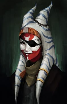 a painting of a woman with her face painted like a star wars character