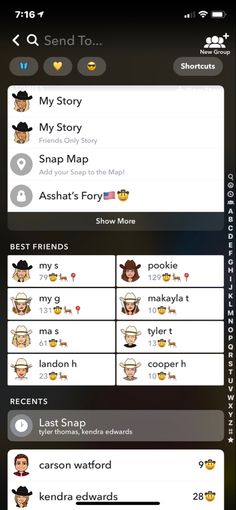 an iphone screenshot showing the messages and texting options for each person's favorite character