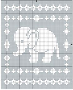 an elephant cross stitch pattern in grey and white