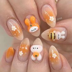 Korea Nail Art, Korea Nail, Paznokcie Hello Kitty, Sun Nails, 3d Nail Art Designs, Pastel Nails Designs, Korean Nail Art, Art Deco Nails, Asian Nails