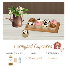 an image of farmyard cupcakes with ingredients