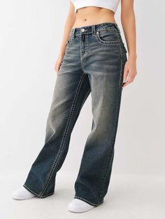 BOBBI BIG T BAGGY JEAN Baggy True Religion Jeans, Fire Shoes, Baggy Jean, Dream Aesthetic, Painted Denim, Kids Denim, True Religion Jeans, Ripped Denim, Plus Size Jeans