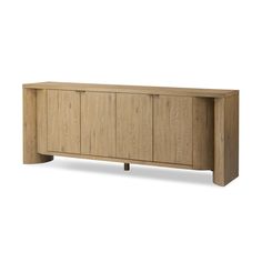 the sideboard is made out of wood and has three doors on one side, two drawers