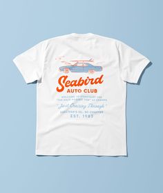 Seabird Auto Club Tee Vintage Car Shirts, Design Dragon, Surf Tee, Packaging Labels Design, Club Shirts, Cool Graphic Tees, Surf Style