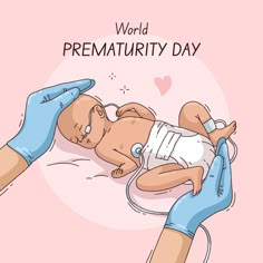 a baby is being held up by two hands with the words world premature day written on it