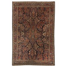 an antique persian rug on white background