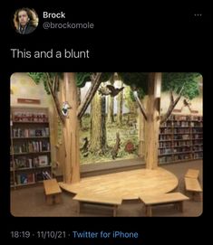 the room is filled with books and chairs