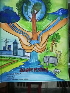 a poster with an image of the earth and trees on it that says water shield