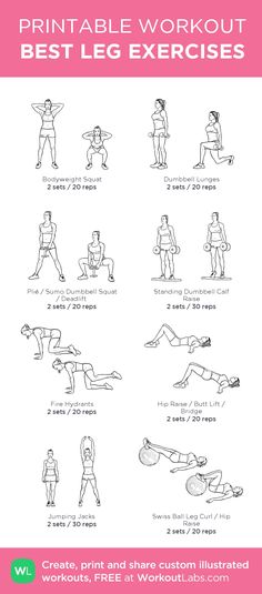 the printable workout poster shows how to do an exercise with your legs and arms