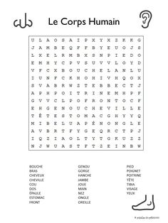 the word search for le cops human is shown in black and white with an image of a