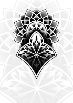 an abstract black and white flower design