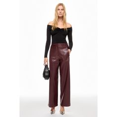 Faux Leather (100% PU). Pants. Front Zipper Closure. Shoulder to Hemline Length: 42". Inseam: 30". Rise: 15". Leg Opening: 23.5". Imported. Faux Leather Wide Leg Pants, Leather Wide Leg Pants, Ronny Kobo, Rent The Runway, Front Zipper, Leg Pants, Wide Leg Pants, Wide Leg, Faux Leather