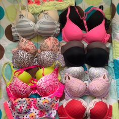 I’m Selling All Of These Bras As A Bundle For $220 Or Individually For $15 I Am A Size 34a/B The Second Picture Is The Vs Bras Leopard Print (Strapless) : 34a Lime Green: 32a Pink Print 34b Pink Bralette: 32b Green Pink Bralette: 34a Pink Bra: 34a Pink With Rhinestones: 32b (Missing One Strap) Gray With Flowers :34a 3rd Pic Tommy Hilfiger Bras Both 34b (The Gray One Has A Little Pulling Will Post More Pics If Asked ) 4th Pic Calvin Klein Bras Black 32b Brown 34a Tommy Hilfiger Bra, Calvin Klein Bras, Leopard Print Bra, Vs Bras, Pink Bralette, Pink Bra, Bras And Panties, Gray Green, Pink Print