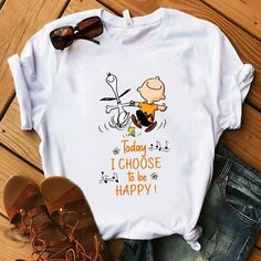 Snoopy Gifts Snoopy Lover Snoopy Andarlie Brown Today Ioose To Be Happy Tshirt Easy 30 day return policy Snoopy Vinyl Shirts, I Choose To Be Happy, Snoopy And Charlie Brown, Snoopy Gifts, Choose To Be Happy, Happy Tshirt