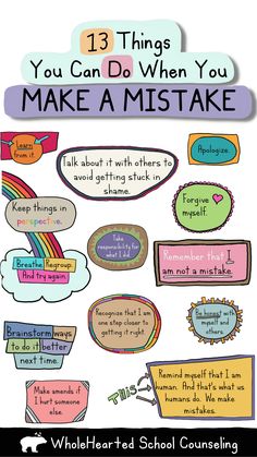 a poster with the words 13 things you can do when you make a mistake