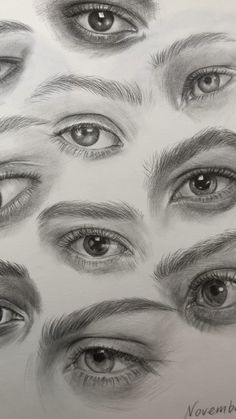 pencil drawings of different types of eyes