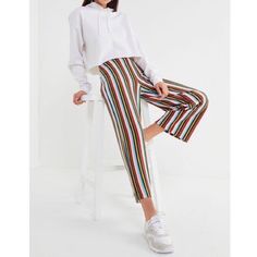 Super Cute!! Brand New Without Tags!! Size Small!! Urban Outfitters Casual Relaxed Fit Pants, Casual Multicolor High Waist Wide Leg Pants, Trendy Striped Wide Leg Pants For Spring, Casual Multicolor Wide Leg Summer Pants, Casual Striped High-waisted Pants, Trendy Multicolor Straight Pants, Casual Multicolor Wide Leg Pants, Casual Multicolor High-waist Pants, Multicolor High-waisted Pants