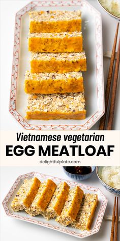 a plate of Vietnamese vegetarian tofu loaf. Tofu Loaf, Egg Meatloaf, Vietnamese Vegetarian, Vegetarian Meatloaf, Vegetarian Asian, Tempeh Recipes, Easy Asian Recipes, Vegetarian Main Dishes, Meatloaf Recipe