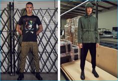 Left to Right: Simon Kotyk wears Cuban Fit Army Skull tee Givenchy, surplus… Cuban Fit, Skull Tee, Military Jacket, Givenchy