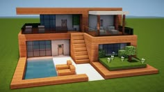 an image of a modern house in minecraft