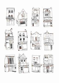 some drawings of different types of houses