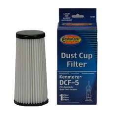 a box of filter cartridges next to a cardboard package for the dust cup filter system