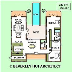 the floor plan for a house with pool