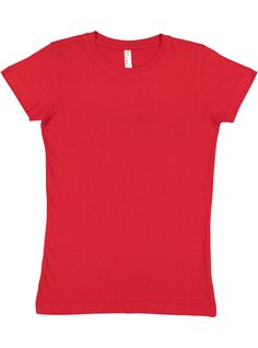 This junior ladies fitted crew neck t-shirt features a slim cut that enhances the shape and defines a youthful spirit.*Fabric Uses:- Embroidery - Monogramming- Screen Printing- DTG (Direct to Garment)- HTV (Heat Transfer Vinyl) *Color: Red*Gender: Female *Fit: Ladies' Junior*Neckline: Crew*Sleeve Length: Short Sleeve *Material: 4.5 oz. 100% combed ringspun cotton fine jersey*Brand: LAT®*Model: 3616 *Features:- 100% Cotton- Fine Jersey- Classic Crew-neck- Topstitched Ribbed collar - Self-fabric b Classic Red Fitted T-shirt, Classic Stretch Red Tops, Classic Red Stretch Tops, Red Stretch Short Sleeve Shirt, Fitted Plain Cotton T-shirt, Fitted Plain T-shirt With Crew Neck, Red Stretch Crew Neck Shirt, Classic Fitted Red T-shirt, Basic Stretch Red T-shirt