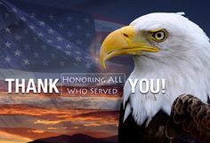 an eagle with the words honoring all who served on it's chest and head