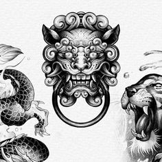 Traditional Japanese Tattoo Flash, Dragon Tattoo Sketch, Baby Tattoo Designs, Chicano Style Tattoo, Chinese Tattoo, Tattoo Style Drawings, Knee Tattoo