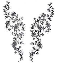 an image of some flowers that are drawn in black ink on a white paper background