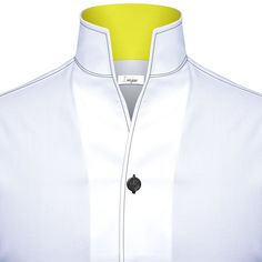 High Open Collar Full Sleeves Shirt Tailor-Made On Order shirt 𝘈 𝘩𝘪𝘨𝘩 𝘤𝘰𝘭𝘭𝘢𝘳 𝘴𝘩𝘪𝘳𝘵 𝘪𝘴 𝘢 𝘤𝘭𝘢𝘴𝘴𝘪𝘤 𝘢𝘯𝘥 𝘵𝘪𝘮𝘦𝘭𝘦𝘴𝘴 𝘴𝘵𝘺𝘭𝘦 𝘵𝘩𝘢𝘵 𝘢𝘥𝘥𝘴 𝘢 𝘵𝘰𝘶𝘤𝘩 𝘰𝘧 𝘴𝘰𝘱𝘩𝘪𝘴𝘵𝘪𝘤𝘢𝘵𝘪𝘰𝘯 𝘵𝘰 𝘢𝘯𝘺 𝘰𝘶𝘵𝘧𝘪𝘵. 𝘛𝘩𝘪𝘴 𝘴𝘵𝘺𝘭𝘦 𝘧𝘦𝘢𝘵𝘶𝘳𝘦𝘴 𝘢 𝘤𝘰𝘭𝘭𝘢𝘳 𝘵𝘩𝘢𝘵 𝘴𝘵𝘢𝘯𝘥𝘴 𝘶𝘱 𝘢𝘯𝘥 𝘦𝘯𝘤𝘪𝘳𝘤𝘭𝘦𝘴 𝘵𝘩𝘦 𝘯𝘦𝘤𝘬, 𝘱𝘳𝘰𝘷𝘪𝘥𝘪𝘯𝘨 𝘢 𝘳𝘦𝘧𝘪𝘯𝘦𝘥 𝘢𝘯𝘥 𝘱𝘰𝘭𝘪𝘴𝘩𝘦𝘥 𝘭𝘰𝘰𝘬. 𝘐𝘵'𝘴 𝘢 𝘷𝘦𝘳𝘴𝘢𝘵𝘪𝘭𝘦 𝘱𝘪𝘦𝘤𝘦 𝘰𝘧 𝘤𝘭𝘰𝘵𝘩? Band Collar Shirt Men Outfit, Classic Cotton Shirt With Stand Collar, White Cotton Shirt With Concealed Placket, Classic Cotton Top With Stand Collar, Classic White Shirt With Stand Collar, Fitted White Tops With Placket, Classic Fitted Shirt With Contrast Collar, Fitted Cotton Shirt With Contrast Collar, White Slim Fit Shirt With Concealed Placket