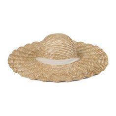 Scalloped Dolce Hat - Straw Boater Hat in Natural | Lack of Color US Sea Hat, Straw Boater Hat, Straw Boater, Golden Wheat, Lack Of Color, Cotton Ribbon, Straw Sun Hat, Boater Hat, Childrens Hats