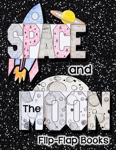 space and the moon flip - flap books are shown in this book cover art work