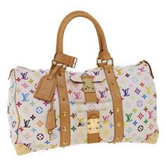 LOUIS VUITTON Monogram Multicolor Keepall 45 Boston Bag White M92641 LV am191bA   ITEM DESCRIPTION BRAND LOUIS VUITTON Color White Material Monogram Multicolor Canvas Size(cm) W45cm x H25cm x D20cm(Approx) Size(Inch) W17.7 x H9.8 x D7.9inch(Approx) Style Boston Bag Accessory Dust Bag / Item Box / Keyx2 / Name Tag / Powanie Product No. M92641 Made in France Serial No. FL1003 Rank AB Condition Outside Surface：lose shape , partly stain Leather：slight sun burn , rubbing , stain Handle：slight sun burn , rubbing , stain Metal fittings：slight scratches Inside rubbing , slight stain Pocket It is in excellent condition without any remarkable scratches. Corner slight rubbing Odor There is keeping(storage) smell. RANK RANK Items with the grading S or SA are as close to new as you can get. Usually the Keepall 45, Buy Louis Vuitton, Takashi Murakami, Boston Bag, Virgil Abloh, Vuitton Bag, Duffel Bag, White Bag, Louis Vuitton Handbags