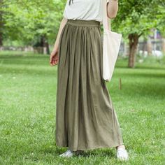 simplelinenlife-Women-Skirts-Summer-Linen-Skirt-Elastic-Waist