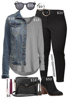 Plus Size on a Budget – Black Jeans - Alexa Webb Plus Size On A Budget, Booties Outfit Fall, Alexa Webb, Jeans Denim Jacket, Budget Outfits, Plus Size Fall Fashion, Look Plus Size, Black Jeans Outfit, Neue Outfits