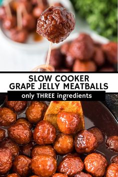 slow cooker grape jelly meatballs on a stick