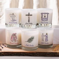 Lenten Candles Tradition - Set of 6 Lenten Candles, Catholic Candle, Catholic Candles, Candle Display, Candle Displays, Palm Sunday, Good Friday, Easter, Candles