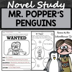 a penguin and an old man with the title novel study mr popper's penguins