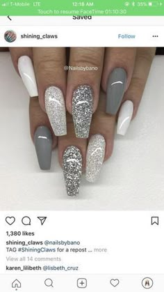 Dermal Piercing, Gray Nails, Sparkle Nails, Prom Nails, Fabulous Nails, Nail Arts