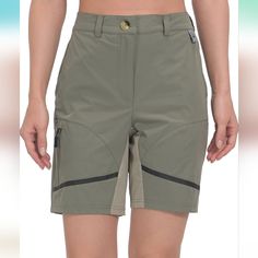 New With Tags Mapamyumco Womens Small Shorts Color: Olive Khaki Size Runs Large 90% Polyester, 10% Spandex Machine Wash Water Resistant & Quick Dry Stretch & Uv Protection: Lightweight 4-Way Stretch Fabric, Partial Elastic Waist And Crotch Panel Design Enhance Movement And Comfort. Upf 50+ Uv Protection Fabric Protect You From Harmful Uv Rays. Abrasion-Resistance: The Ripstop Fabric Increases The Durability, And Can Handle The Jagged Branches And Rough Rocks You Might Encounter. Reflective Strip: 2 Reflective Strips On Back For Increased Visibility During Low Light Situations, Front Decorative Films Add Style Points. Our Shorts Have 4 Pockets, 2 Slash Hand Pockets,1 Zipper Thigh Pocke Khaki Shorts For Outdoor Activities, Khaki Short Pants For Outdoor Activities, Khaki Short Length Bottoms For Outdoor Activities, Outdoor Knee-length Cargo Shorts, Short Hiking Pants With Side Pockets, Khaki Bermuda Bottoms For Outdoor, Khaki Bermuda Shorts For Outdoor, Outdoor Pants With Built-in Shorts, Khaki Hiking Shorts